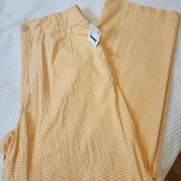 NWT Free People Orange Creamsicle Gingham Pants - Picture 4 of 5
